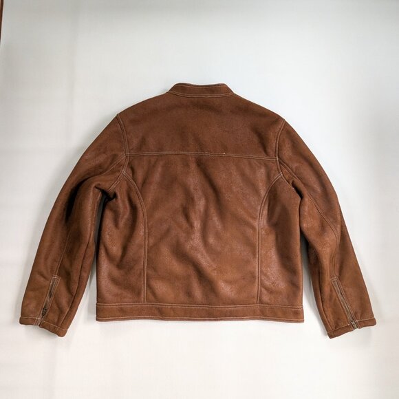 Guess Men's Faux Suede Shearling Biker Jacket Size XXL Brown - Picture 3 of 9